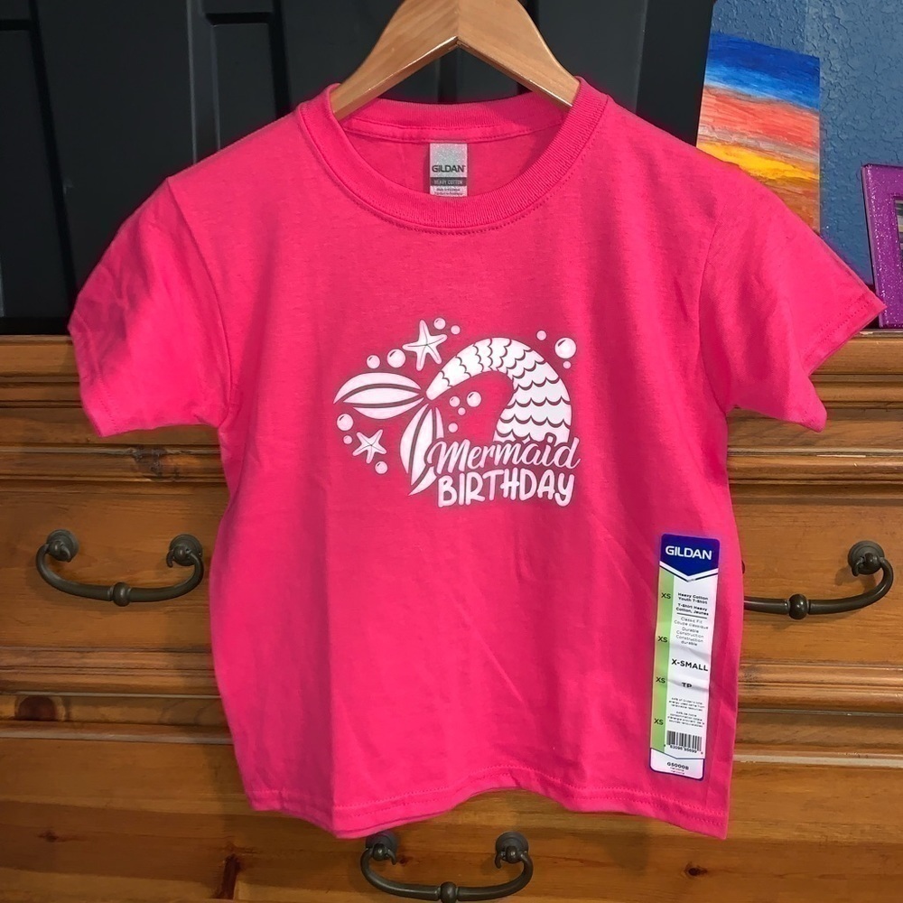 Girls birthday T-shirts, mermaid theme